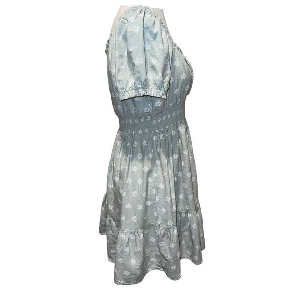 Altar’d State Sage Green Daisy Floral Smocked Babydoll Ruffle Mini Dress Size L - Picture 2 of 12